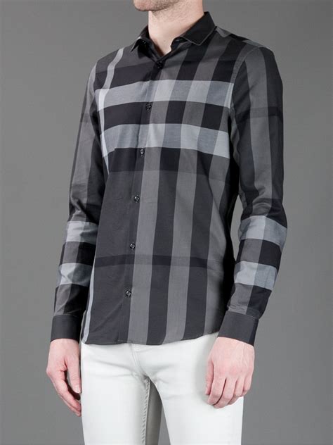 burberry light grey check shirt|burberry check cotton shirts.